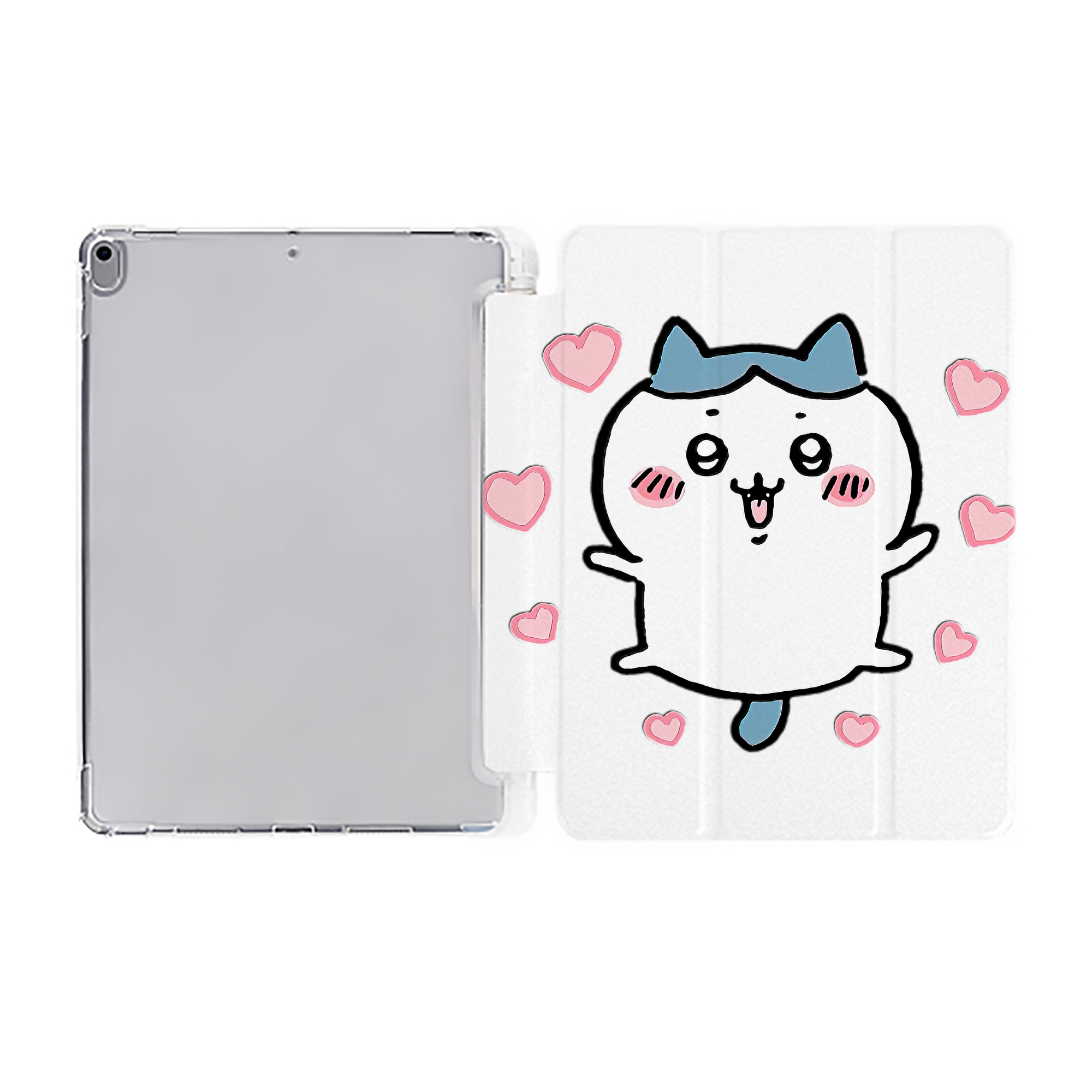 （画像用） ちいかわ ハチワレ Chii-kawa hachiware IPad ケース ペン収納付き 三つ折りスタンド PUレザー×シリコン 対応機種9.5/10.5/10.9インチ